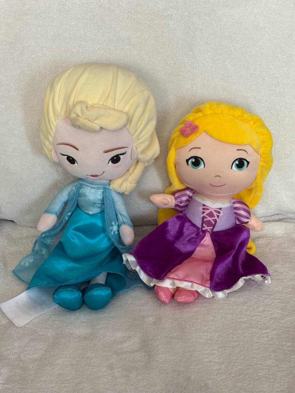 Lot of two Disney Princess Plush Dolls Elsa 12” & Disney Baby Rapunzel 11”